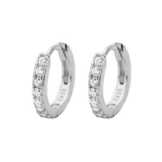 Lumière Mini Crystal Hoops – Sleek Shine in a Subtle Spark